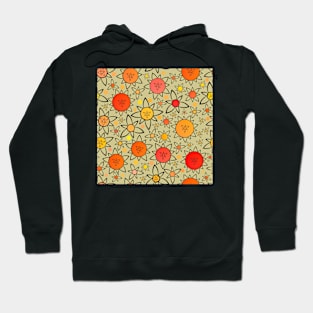 Flower Suns Warm on Soft Grey-Green Repeat 5748 Hoodie